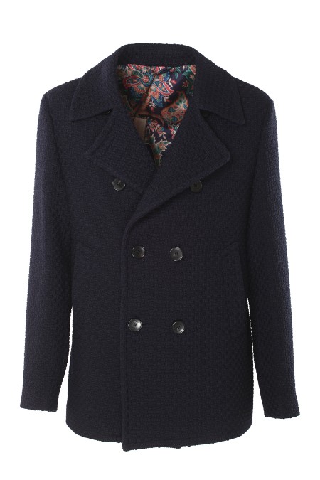 Shop ETRO  Giaccone: Etro peacoat in lana.
Giaccone in maglia di lana, armaturata strutturata con fodera interna decorata da una stampa Paisley floreale multicolor.
Vestibilità regular.
Chiusura doppiopetto con bottoni.
Collo a revers.
Tasche laterali.
Bottoni in corno.
Spacco posteriore.
Composizione: 100% lana.
Made in Serbia.. 0042 99TU2G0-B0310